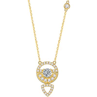 China Office/Solid Yellow Gold Moissanite Diamond Clavicle Chain Necklace Pendant S925 Silver 9K 10K 14K 18K Career Women's Fashion for sale