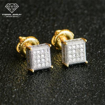 China Custom Mens and Womens 9k 10k 14k 18k Gold Moissanite Earrings Cuban Ear Studs Factory Pure Hip Hop Diamond Romance for sale