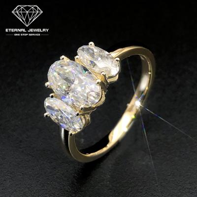 China High End Custom Gold Yellow Moissanite 6*10mm Big Vintage Enternal Jewelry Women's Engagement 9k 10k 14k 18k 24k Big Diamond Ring for sale