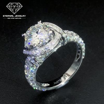 China Luxury Fashion 9k 10k 14k 18k Fine Jewelry Ladies CLASSIC Women Gold Plated Moissanite White Diamond Ring Factory Price 2 Carat for sale