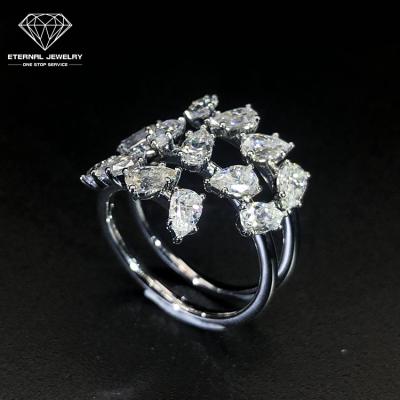 China FASHIONABLE Ladies Women Shape Factory Price 9k 10k 14k 18k Gold Luxury White 3*5mm 13pcs Moissanite Diamond Ring For Wedding Party Gift for sale