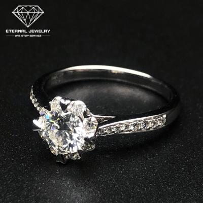 China 2021 Factory Direct Sale 9k 10k 14k 18k New Factory High End Luxury Ladies Custom Made Moissanite Diamond Wedding Ring White 0.7 Carat Diamond Wedding Ring for sale