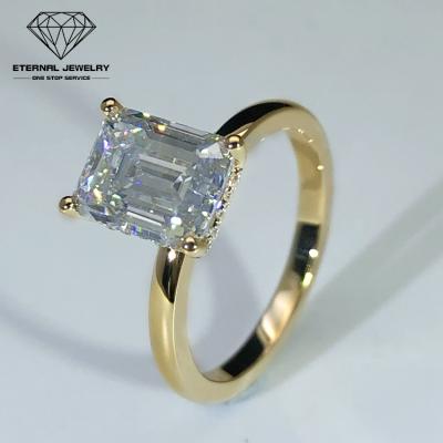 China Romantic Trendy Simple Gold 9*7mm Yellow Moissanite Diamond Ring For Lady Woman's Wedding Party Gift Fine 10k 14k 18k Factory Price for sale