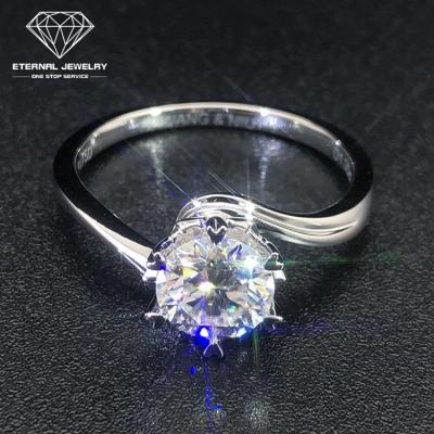 China Simple Luxury Diamond 1ct Gold Moissanite Diamond 1ct Ring Factory Direct Sales 925 Sterling Silver White Carat 10k 14k 18k 24k Ladies for sale