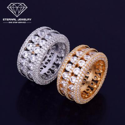 China CLASSIC Women and Men Trend Thin Yellow Gold White Moissanite Diamond Gem Ring Hip Hop S925 Silver 9k 10k 14k 18k for sale