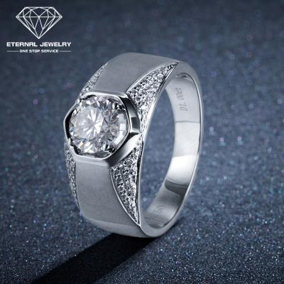 China Custom Made Men's Romantic Real 9k 10k 14k 18k 24k Gold Pured Rose Red Round Cut White Yellow Mossianite Diamond Wedding Ring Natural Fashion for sale