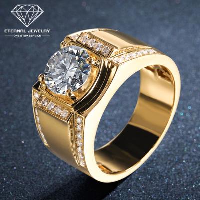 China Real 9k 10k 14k 18k 24k Custom Real Romantic Eternal Gold Jewelry Pured Rose Red Mossianite Natural Diamond White Yellow Wedding Ring For Men for sale