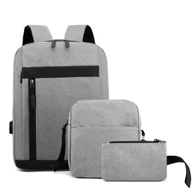 China Custom logo waterproof three-piece school computer bag travel laptop backpack anti-theft for sale