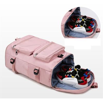 China Custom Logo Gym Sport Travel Bags Multifunctional Waterproof Nylon Bag With Shoe Compartmemt For Girl Sport for sale