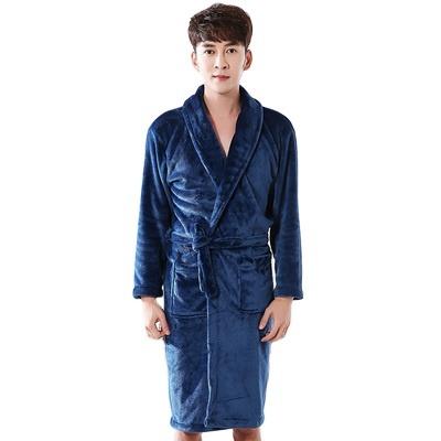 China QUICK DRY pure cotton velvet thickened autumn men's bathrobe robe home solid mid length hotel for sale