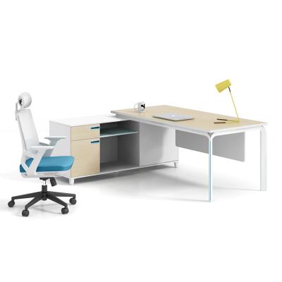 China Desk Convertible Single Melamine L Shape Office Manager Metal Frame Desk for sale