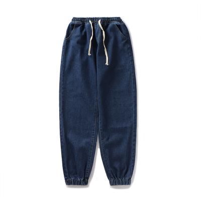 China Spring Instagram Trend Solid Color Drawstring Jeans 2022 Loose QUICK DRY Loose Denim Stacked Men's Pants Jeans Pants Wide Leg Pants for sale