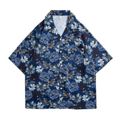 China Summer Beach Vintage Shirt Floral Short Sleeve Men's Shirts Hawaiian High Street Leisure Vacation Designer T-Shirts Anti-pilling Printing Casual for sale