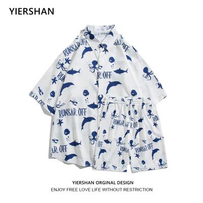 China Men's beach shirts summer anti-pilling personality printing short-sleeve beach shirt casual gallery department for men's men's chic shirts for sale