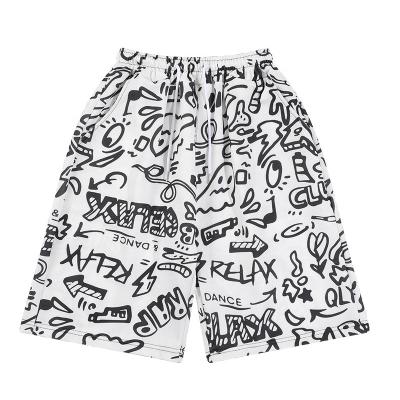 China Anti-wrinkle summer graffiti cartoon men's shorts outdoor student beach floral oversized sports board short pants for men for sale