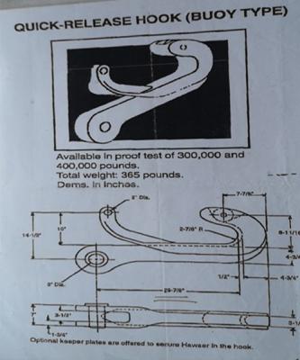 China Special Alloy Steel 400000lbs Aperture Tag Release Hook for sale