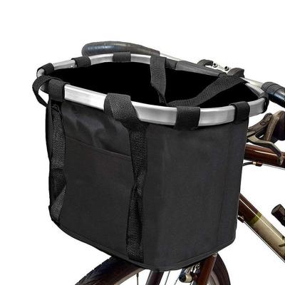 China Quick Release and Easy Install Detachable Folding Handlebar Basket Cycling Bag Carrier Pet Dog Bike Bicycle Basket à venda