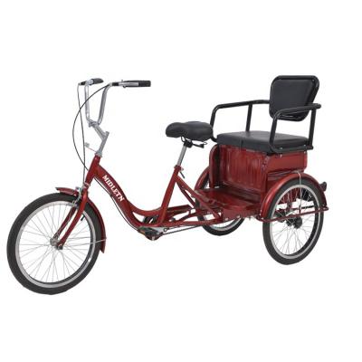 China 24 Inch Adult Steel Frame adult 3 Wheel Trike Cargo Rickshaw Pedal Bike Tricycle for sale