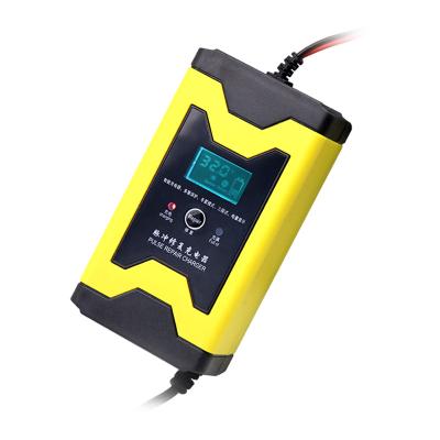 China 12V Pulse Repair Lead Acid Battery Charger 12V 6A Motorcycle Battery Charger Temperature Compensation Charger LCD Display for sale