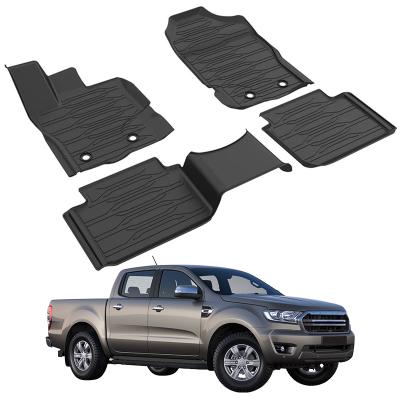 China Protect Car Floor 4 Pieces 3D 5D Full Set Car Strip Luxury Interior Floor Mat For Ford Ranger 2019 - 2021 for sale