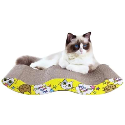 China High Quality Corrugated Cardboard Stocked Kitty Toys Customized Acceptable Double Sided Printing Modern Cat Scratcher for sale