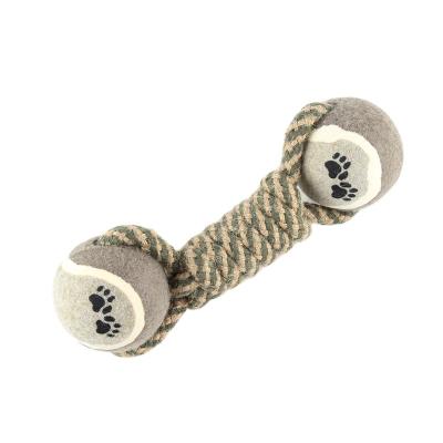 China Wholesale Standard Stocked Non-Toxic High Quality Pet Toy Chew Dental Molar Interactive Toy Tennis Ball Cotton Rope Chew Dog Toy for sale