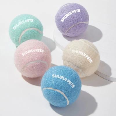 China SHURUI Pet Suppliers Custom Logo Stocked Eco-friendly Throwing Dog Chew Toys Wholesale Interactive Pet Rubber Tennis Balls Dog Toy Ball for sale