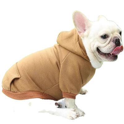 China New Stocked Pet White Pocket Hoodie Sweater Pet Puppy Clothes Dog Coat Hat Clothing Dog Jacket Winter for sale