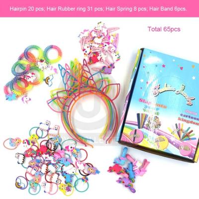 China Hot Selling PVC Amazon Package Animal Unicorn Series PVC Gently Set Gift Toys Girls Fashion Hair Decoration Hairpin Hair Spring for sale