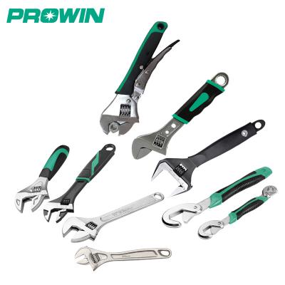 China Quality Assurance Carbon Steel/Cr-V PROWIN Various Type Subby Locking Big Mouth Adjustable Wrench for sale