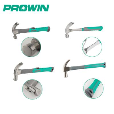 China Prowin Free Sample Cost Effective 16OZ 20OZ 24OZ 25mm Claw Hammer 29mm Multifunctinal Curved Claw Pry Claw Hammer for sale