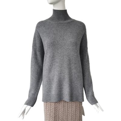 China Good Quality Anti-wrinkle Turtleneck Half Shoulder Cashmere Customize Knitwear Long Sleeve Pullover Sweater For Women for sale