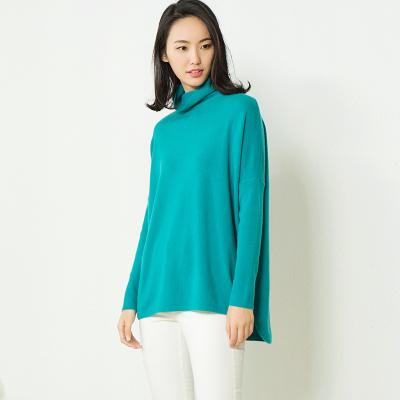 China Anti-wrinkle Factory OEM Drop Shoulder Turtle Neck Women Sheer Cashmere Pullover Sweater for sale