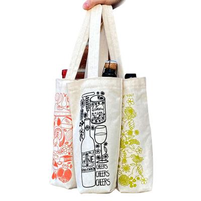 China Wholesale 100% Natural Colors Eco-Friendly Recycled Cotton With Your Logo Wine Bottle Gift Bag Blank Canvas Bulk Wine Suitcase for sale