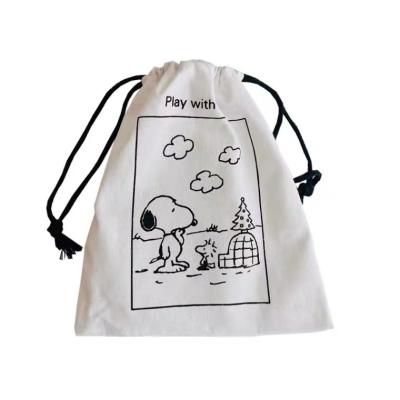 China 100% Customized Plain White Jewelry Drawstring Cartoon Canvas Mini Pouches Eco-Friendly Storage Cosmetic Bags Cotton Wholesale for sale