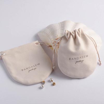 China Customized Pure Cotton Jewelry Necklace Cloth Drawstring Storage Corduroy Moisture Proof Bag With Custom Printed Logo for sale