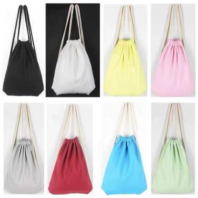 China 100% High Quality Eco-friendly Women Cotton Cloth Grocery Canvas Multicolor Single Shoulder Drawstring Bags For Shopping/School/Picnic for sale