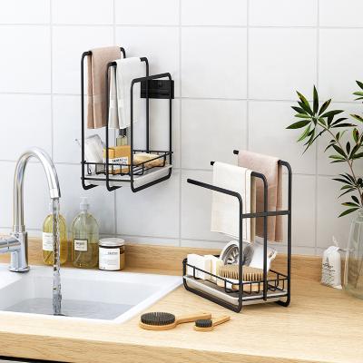 China Adjustable Telescopic Kitchen Sink Washing Sponge Organization Shelf Drain Storage Rack Holder Viable for sale