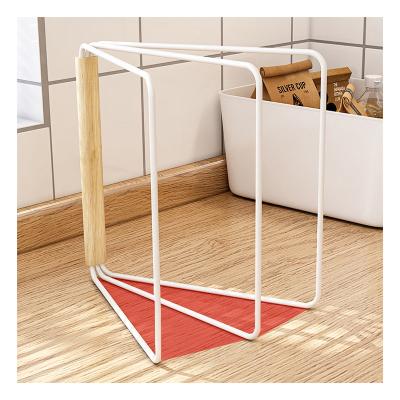 China Foldable handle wooden metal metal bathroom kitchen napery napery dishcloth trapo dish towel holder rack foldable toallero for sale