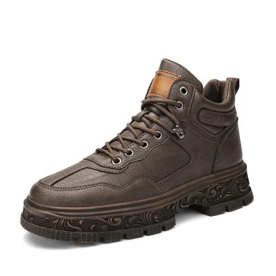 China British style trend all-match round fashion Martin boots shoes D189 retro machining men's motorcycle shoes high top boots for sale