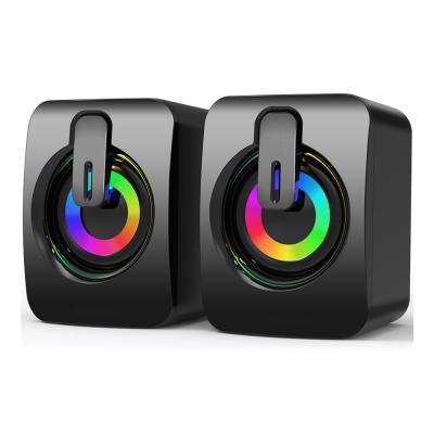 China Phone Function 2.0 Wired Desktop Speakers with RGB Cycle Lights 3.5mm Auxin Stereo Speaker for PC Laptop Computer Projector Monitor Game TV Machine for sale