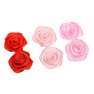 China Manufacturer Wholesale In Stock Mix 196 Colors Viable Ribbon Mini Rose Garment Accessory Ribbon Flower for sale