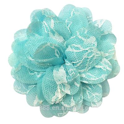 China Wholesale 12cm Fabric Baby Hairdband Handmade Big Flower Lace Flower Elastic Headband For Kids for sale