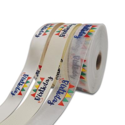 China Custom Printed Ribbon Pattern Ribbon Happy Birthday Ribbon Printed Grosgrain/Satin /Organza for sale