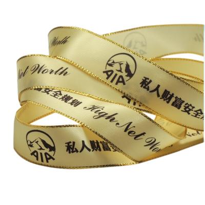 China High Tenacity Customized Company Name Printed Ribbon Silk Screen Ink Printed Ribbon for sale