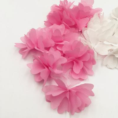 China Flower Factory Direct Handmade Fabric Flowers Chiffon Flowers Trim Pre Made Flower for sale