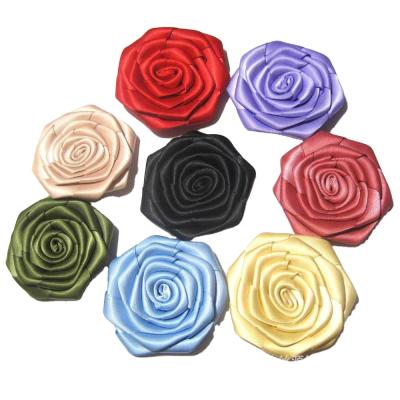 China Sustainable Fabric Making Rose Flower Satin Ribbon Handmade Ribbon Flowers For Sale for sale