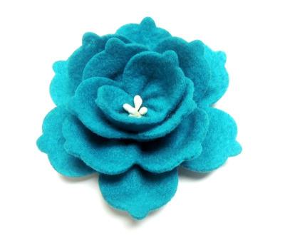 China 2.5 Inch Atificial Blue Fabric Decorative Handmade Felt Craft Gift Custom Felt Flowers For Headband for sale