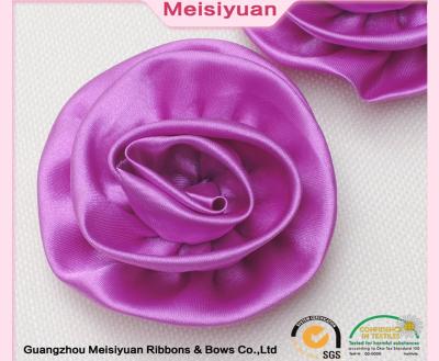 China Wholesale Valentine Single Face Organza Rose To Make Ribbon Flowers , Handmade Satin Ribbon Flowers for sale