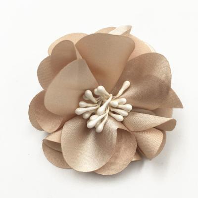 China Handmade Flower /Champagne Corsage Apparel Decorative Satin Fabric Flower Satin Fabric for sale